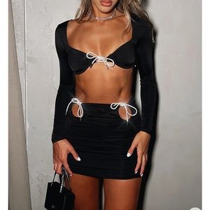 Dance Floor Long Sleeve Crop Black and skirt